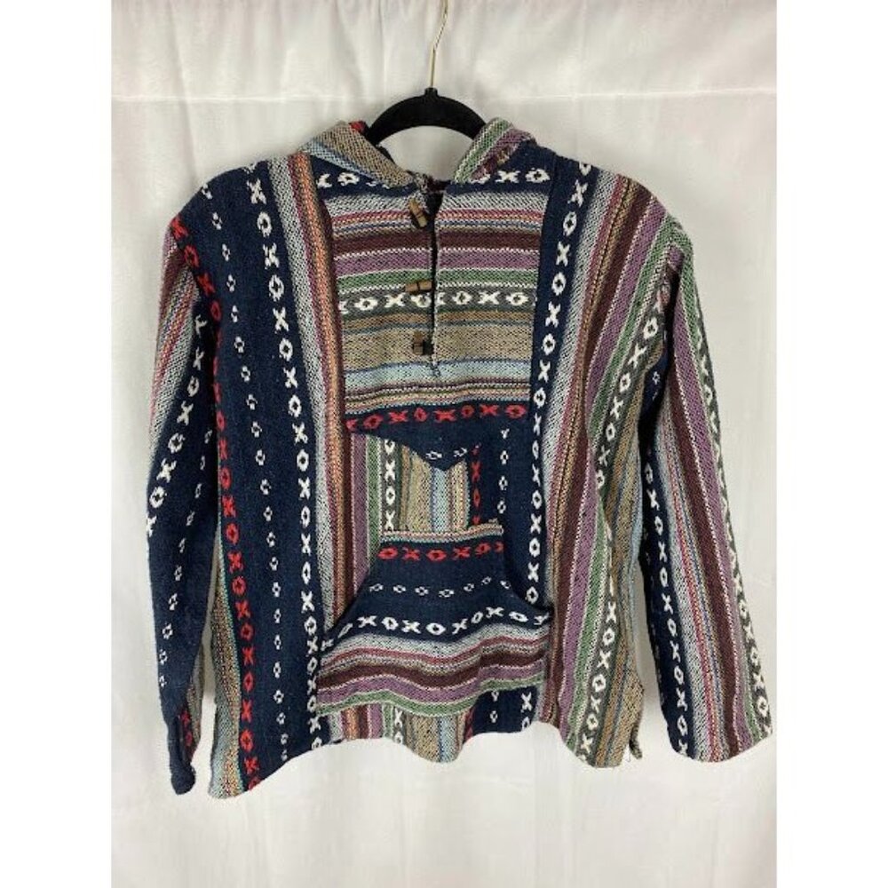 Tribal Print Boho Pull Over Hippie Tapestry Style‎ Jacket Women's Small.
